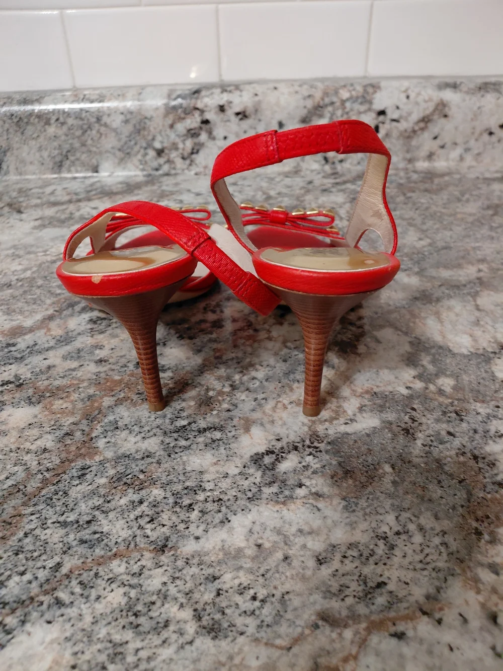 MICHAEL Michael Kors **Orange** Gold Studded Slingback Heels